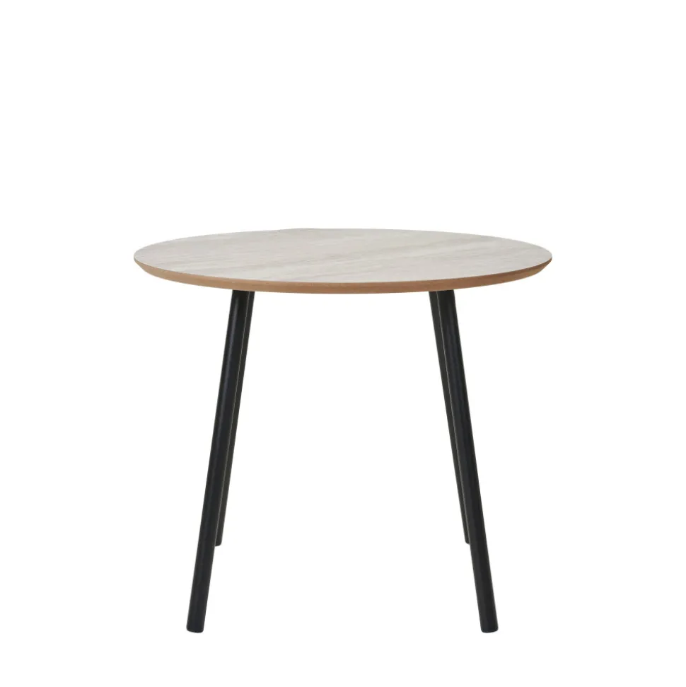 AALST Table d'appoint ronde effet travertin et métal ø55cm