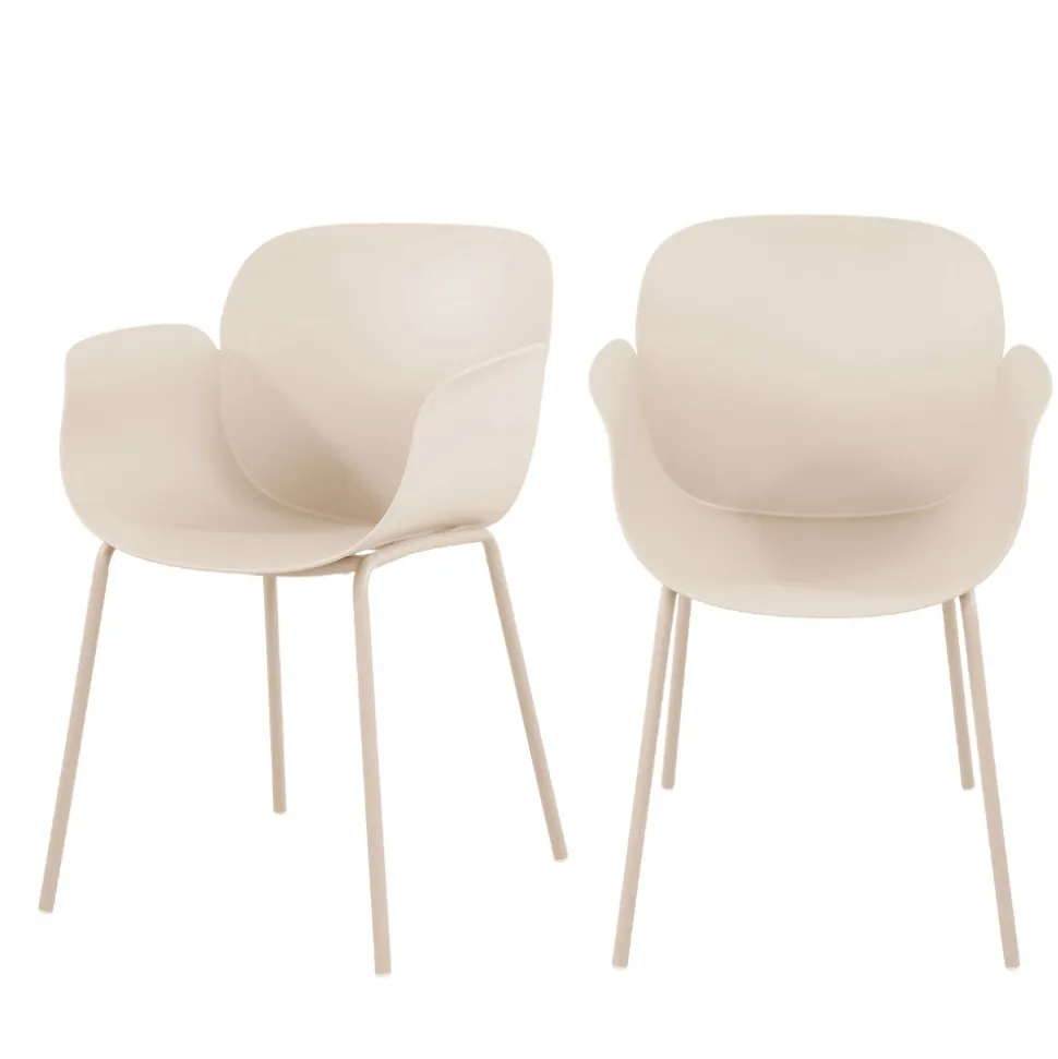 ACAPULCO Lot de 4 fauteuils de table intérieur et extérieur en plastique et métal