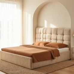 ACARA Lit coffre matelassé en tissu 160x200cm