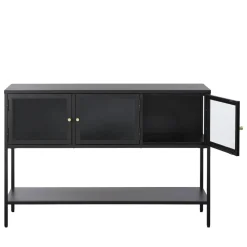 ADARE Buffet 3 portes en verre trempé et métal L132cm
