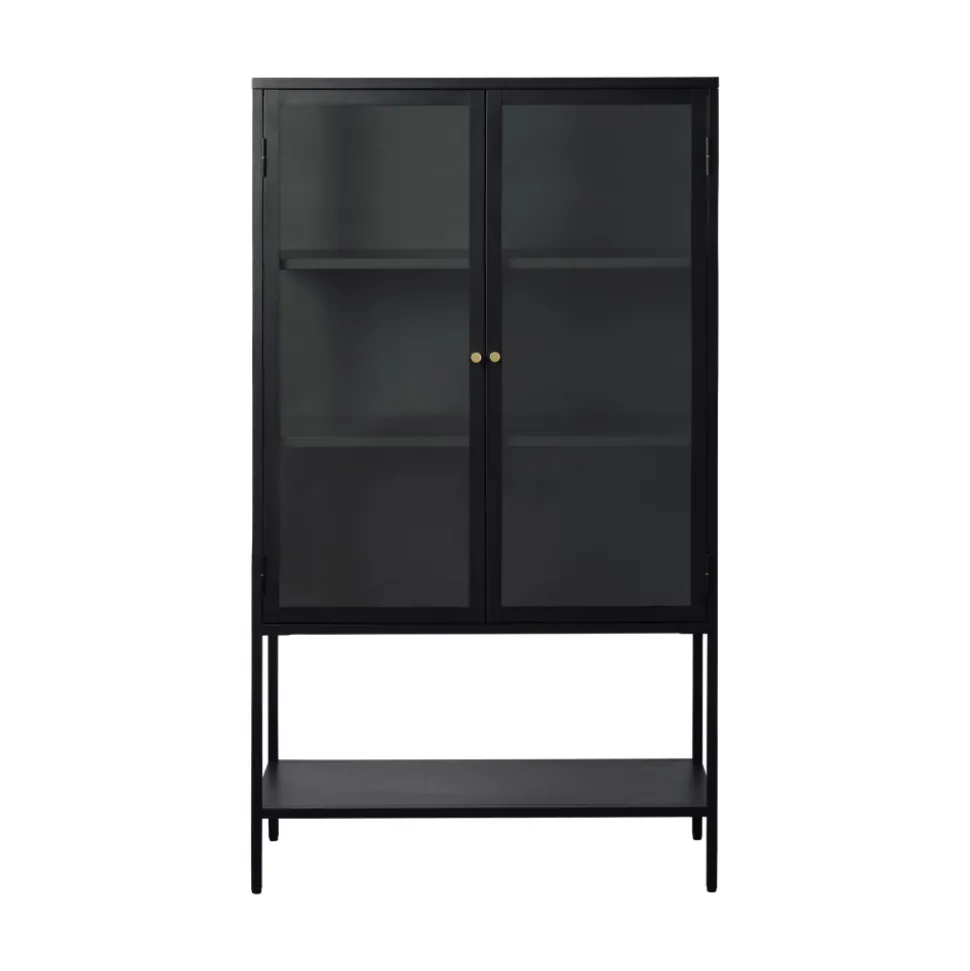 ADARE Buffet haut 2 portes en verre trempé et métal H160cm