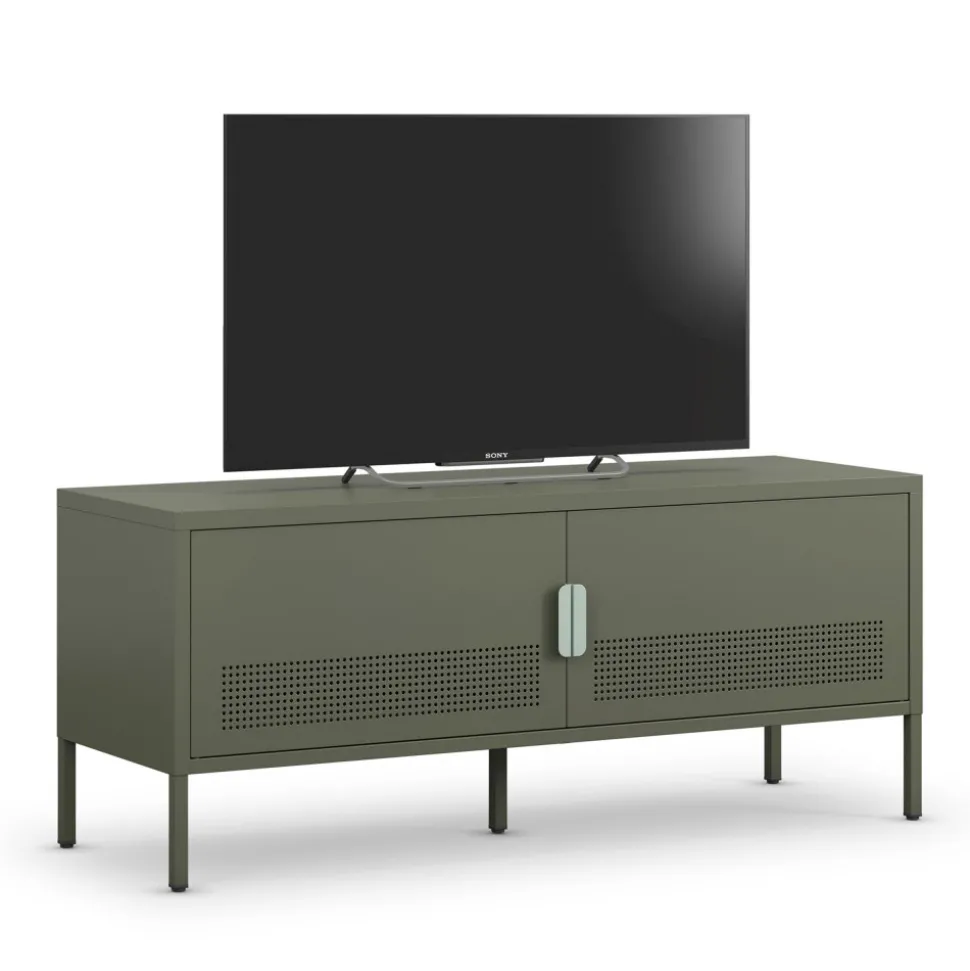 ADEL Meuble TV 2 portes en métal L120cm