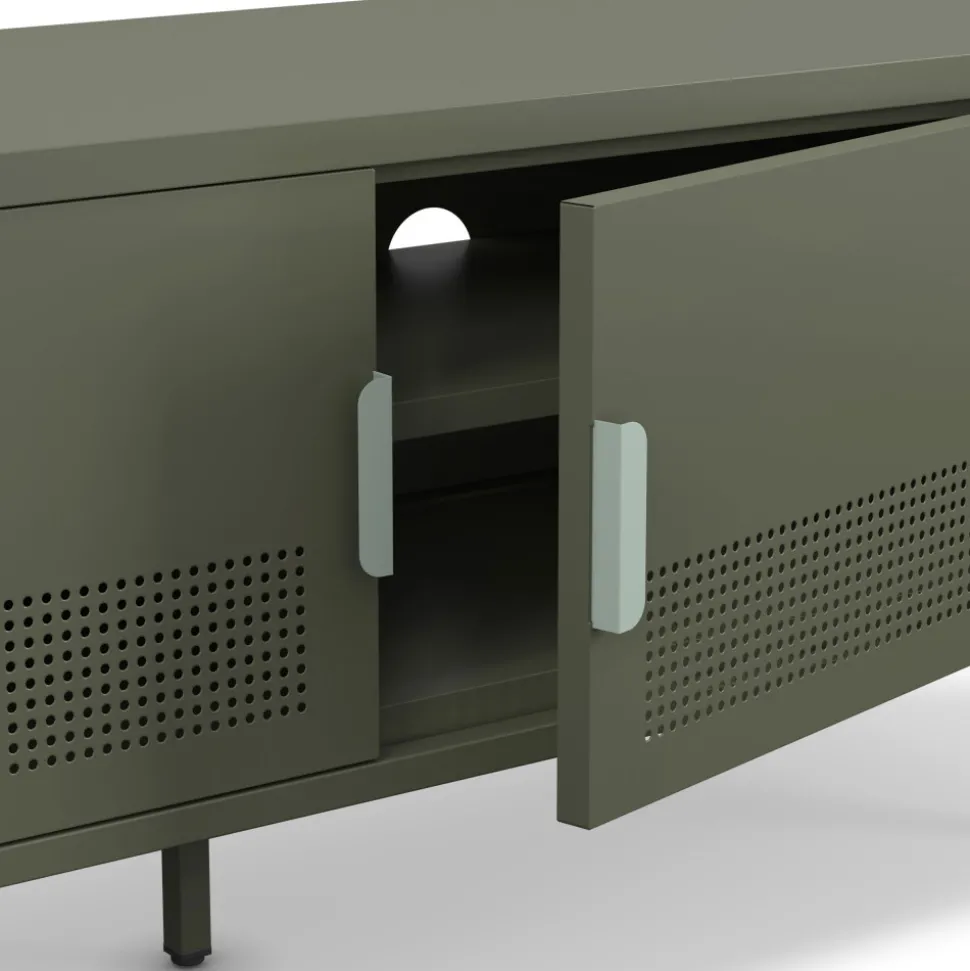 ADEL Meuble TV 2 portes en métal L120cm