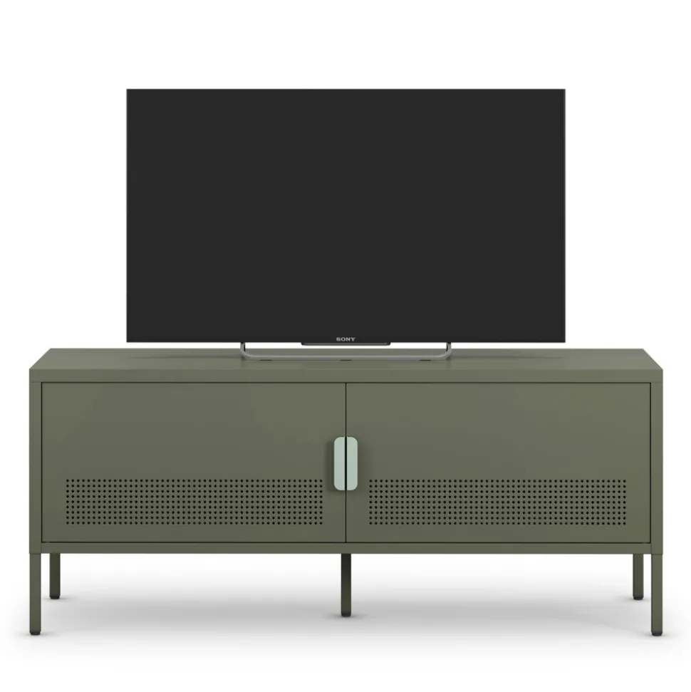 ADEL Meuble TV 2 portes en métal L120cm
