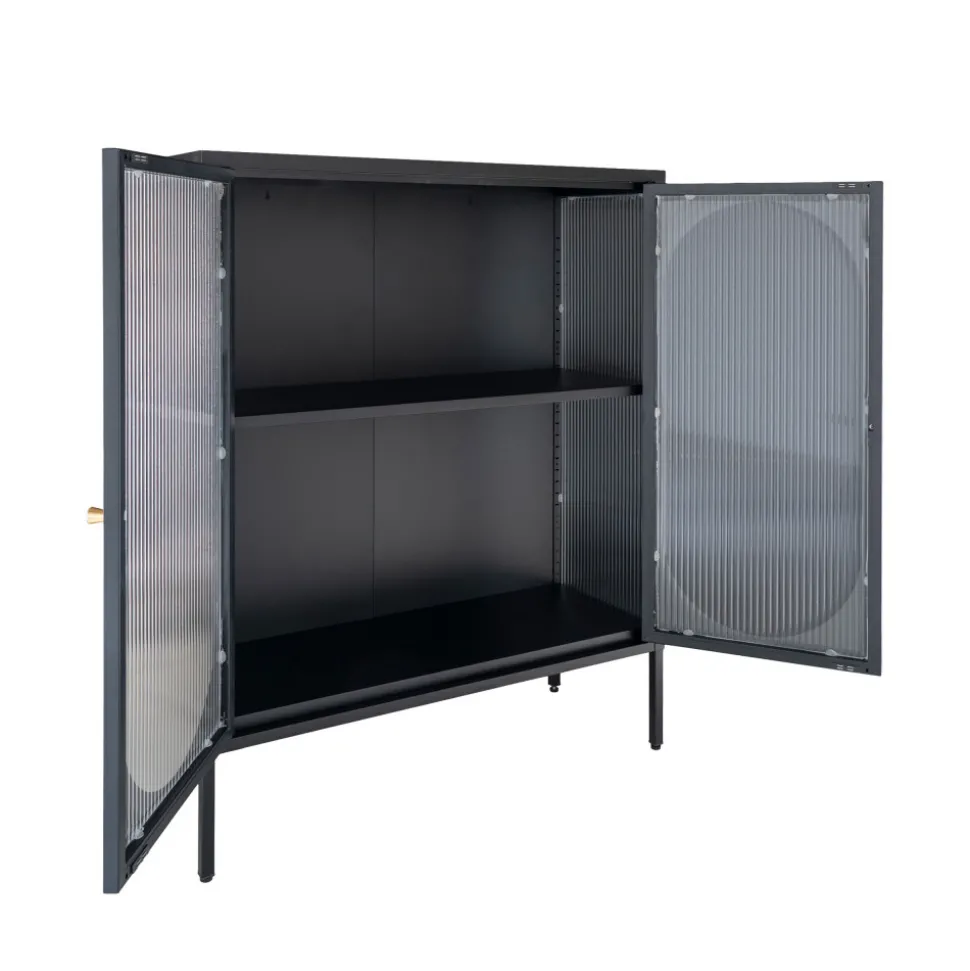 ADELAIDE Buffet 2 portes en verre et métal L90cm