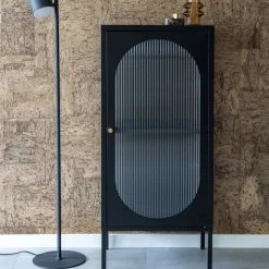 ADELAIDE Petit meuble de rangement en verre et métal H50cm
