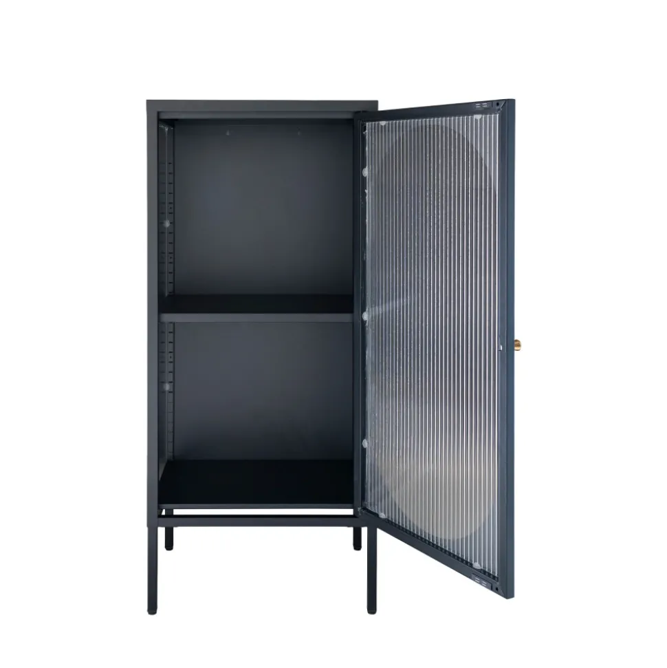 ADELAIDE Petit meuble de rangement en verre et métal H50cm