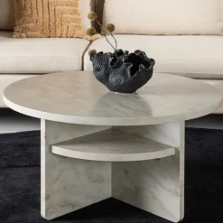 ALESUND Table basse ronde effet marbre ø85cm