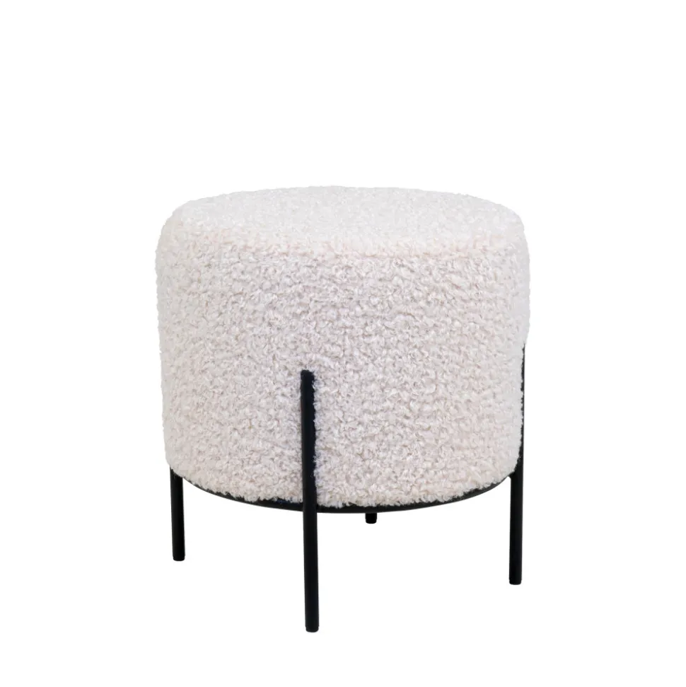 ALFORD Pouf rond en tissu bouclette et métal ø35,5cm