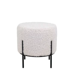ALFORD Pouf rond en tissu bouclette et métal ø35,5cm