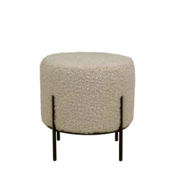 ALFORD Pouf rond en tissu bouclette et métal ø35,5cm