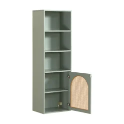 ALI Colonne de rangement suspendue en bois et cannage H135cm