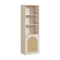 ALI Colonne de rangement suspendue en bois et cannage H135cm