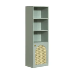 ALI Colonne de rangement suspendue en bois et cannage H135cm