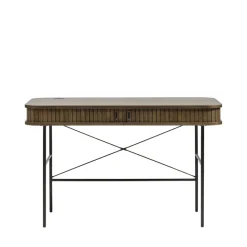 ALICIA Bureau 2 portes aux angles arrondis en bois et métal L120cm