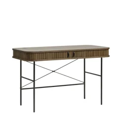 ALICIA Bureau 2 portes aux angles arrondis en bois et métal L120cm