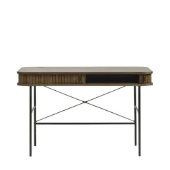 ALICIA Bureau 2 portes aux angles arrondis en bois et métal L120cm