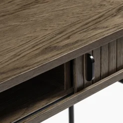 ALICIA Bureau 2 portes aux angles arrondis en bois et métal L120cm