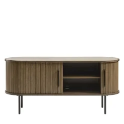 ALICIA Meuble tv 2 portes aux angles arrondis en bois et métal L120cm