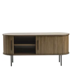 ALICIA Meuble tv 2 portes aux angles arrondis en bois et métal L120cm