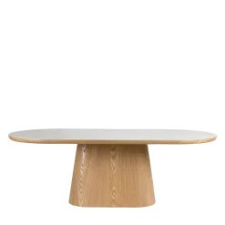 ALMIRA Table à manger 8 personnes ovale en pierre et bois