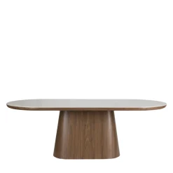 ALMIRA Table à manger 8 personnes ovale en pierre et bois