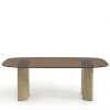ALTY Table à manger 8 personnes en verre et pieds bois vert
