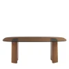 ALTY Table à manger 8 personnes en verre et pieds bois terracotta