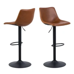 ANARTIA Tabouret de bar réglable en simili et métal H61-83cm