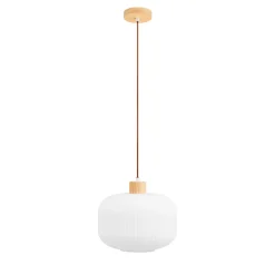 ARGALO Suspension ronde en verre et bois ø30cm