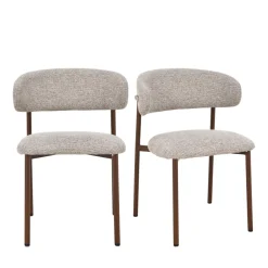 ARIA Lot de 2 chaises en tissu pieds effet bois foncé