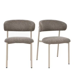 ARIA Lot de 2 chaises en tissu pieds beiges