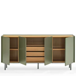 ARISTA Buffet en bois 4 portes 3 tiroirs L165cm