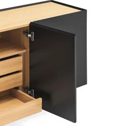 ARISTA Buffet en bois 4 portes 3 tiroirs L165cm