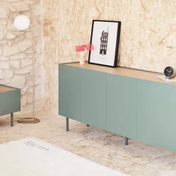 ARISTA Buffet en bois 4 portes 3 tiroirs L165cm