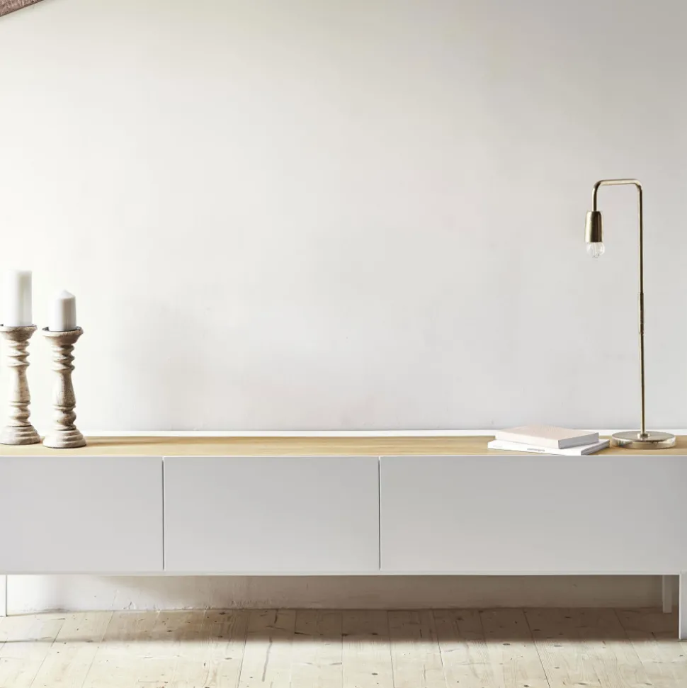 ARISTA Meuble TV en bois 1 porte 2 tiroirs L180cm