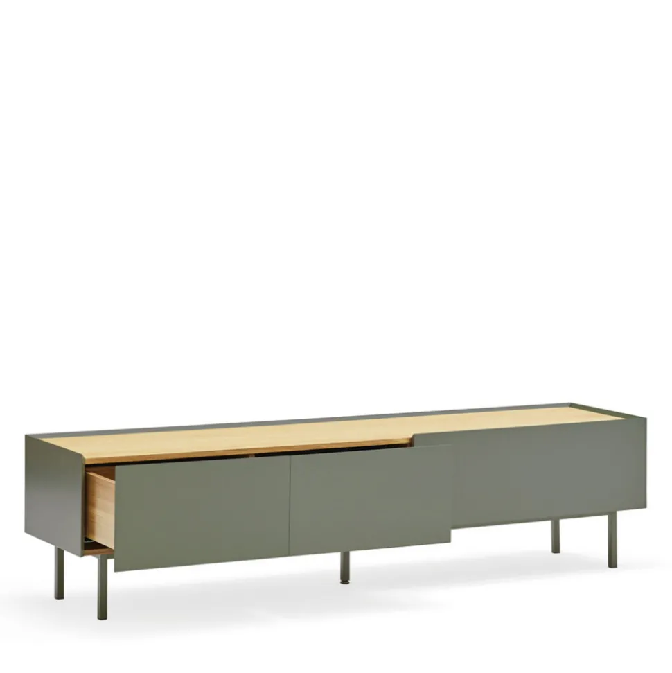 ARISTA Meuble TV en bois 1 porte 2 tiroirs L180cm