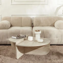 ASYA Lot de 2 tables basses effet travertin