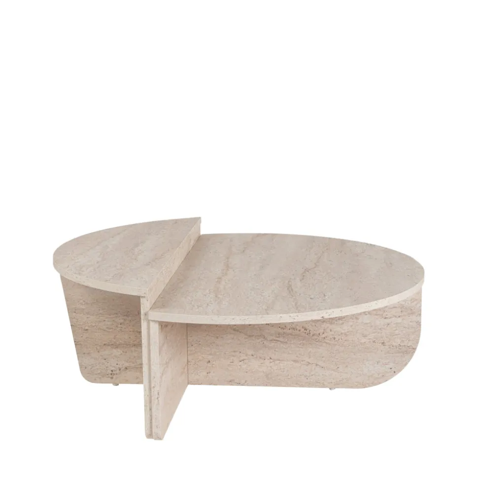 ASYA Lot de 2 tables basses effet travertin