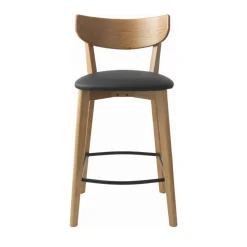 AUDE Lot de 2 chaises de bar en bois et simili H67cm