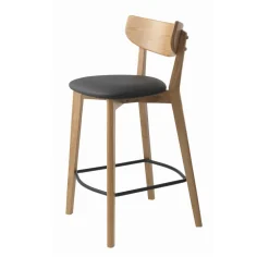 AUDE Lot de 2 chaises de bar en bois et simili H67cm