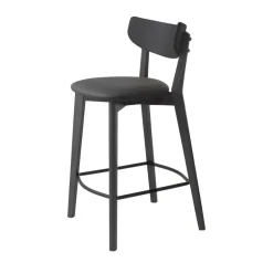 AUDE Lot de 2 chaises de bar en bois et simili H67cm