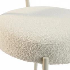 BADALONA Tabouret de bar en tissu bouclette pieds beiges H65cm