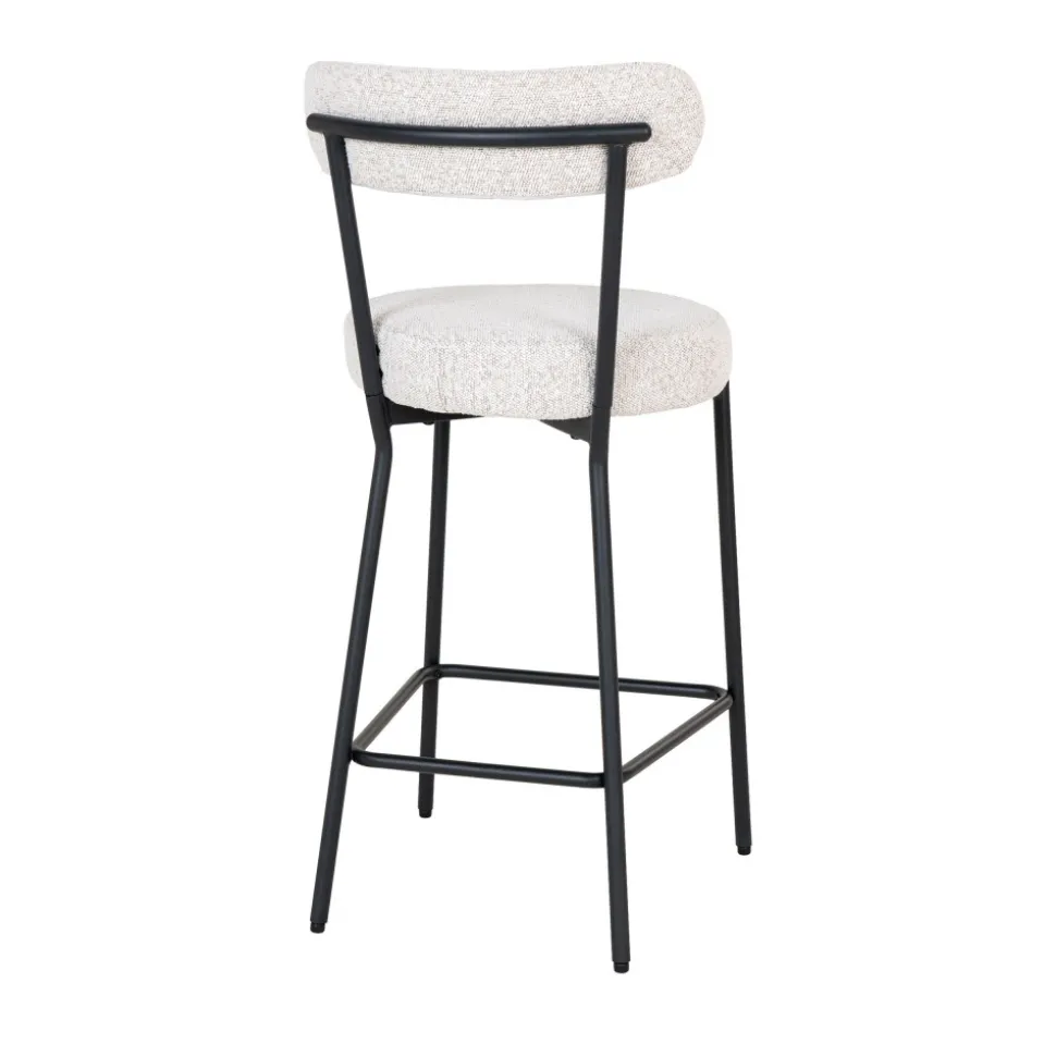 BADALONA Tabouret de bar en tissu bouclette et métal H65cm