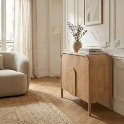 BALI Buffet 2 portes en bois massif L90cm
