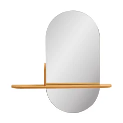BARCO Miroir ovale avec étagère en bois 94,5x92cm