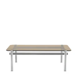 BARLOW Table basse en verre pieds chrome