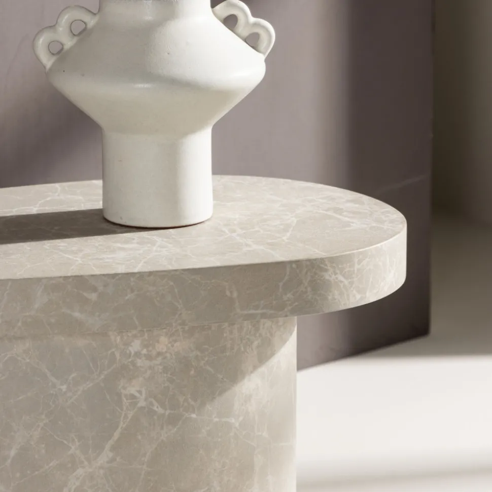 BASTAD Table d'appoint organique en effet marbre 50x30cm