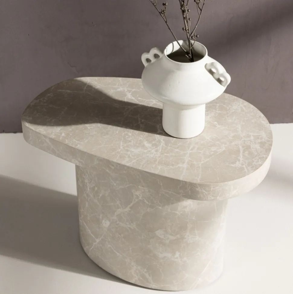 BASTAD Table d'appoint organique en effet marbre 50x30cm