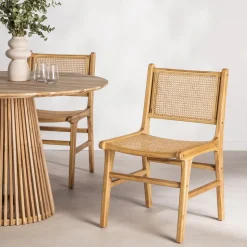BASUKI Lot de 2 chaises en teck et cannage
